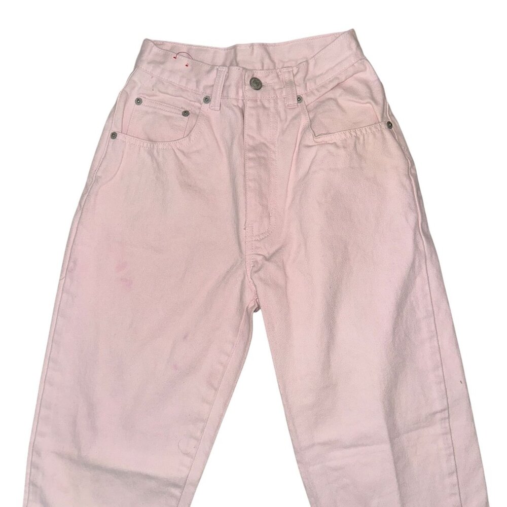 Vintage Jordache Skinny Tapered Leg Juniors Jeans 7 8 27 Pink Heart Buttons - Picture 3 of 9